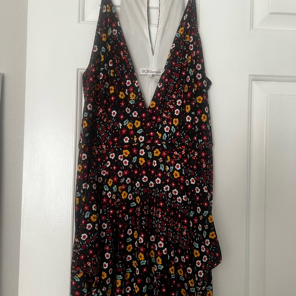 BCBGeneration Black and Red Plunge Sundress